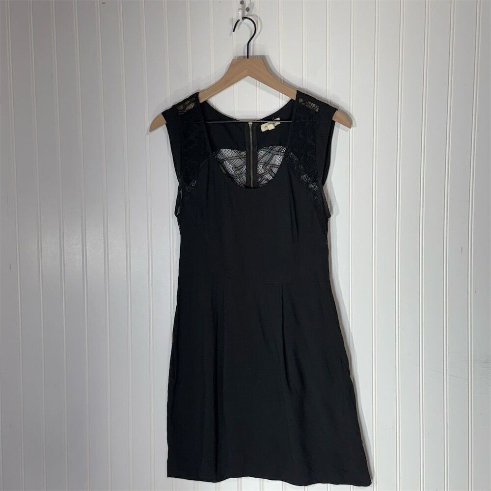Silence +‎ Noise Black Lace Mini Dress Sz 4 Goth Mesh Grunge Urban Outfitters